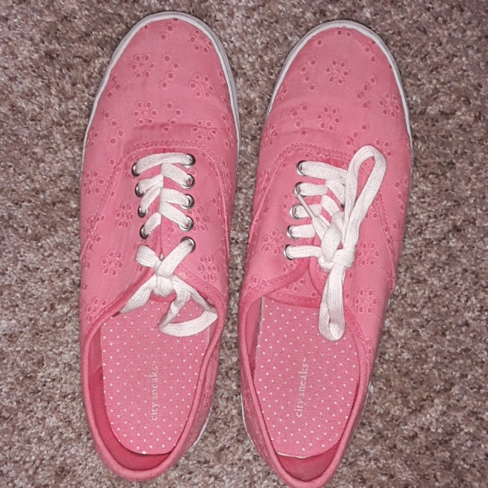 Pink flower sneakers